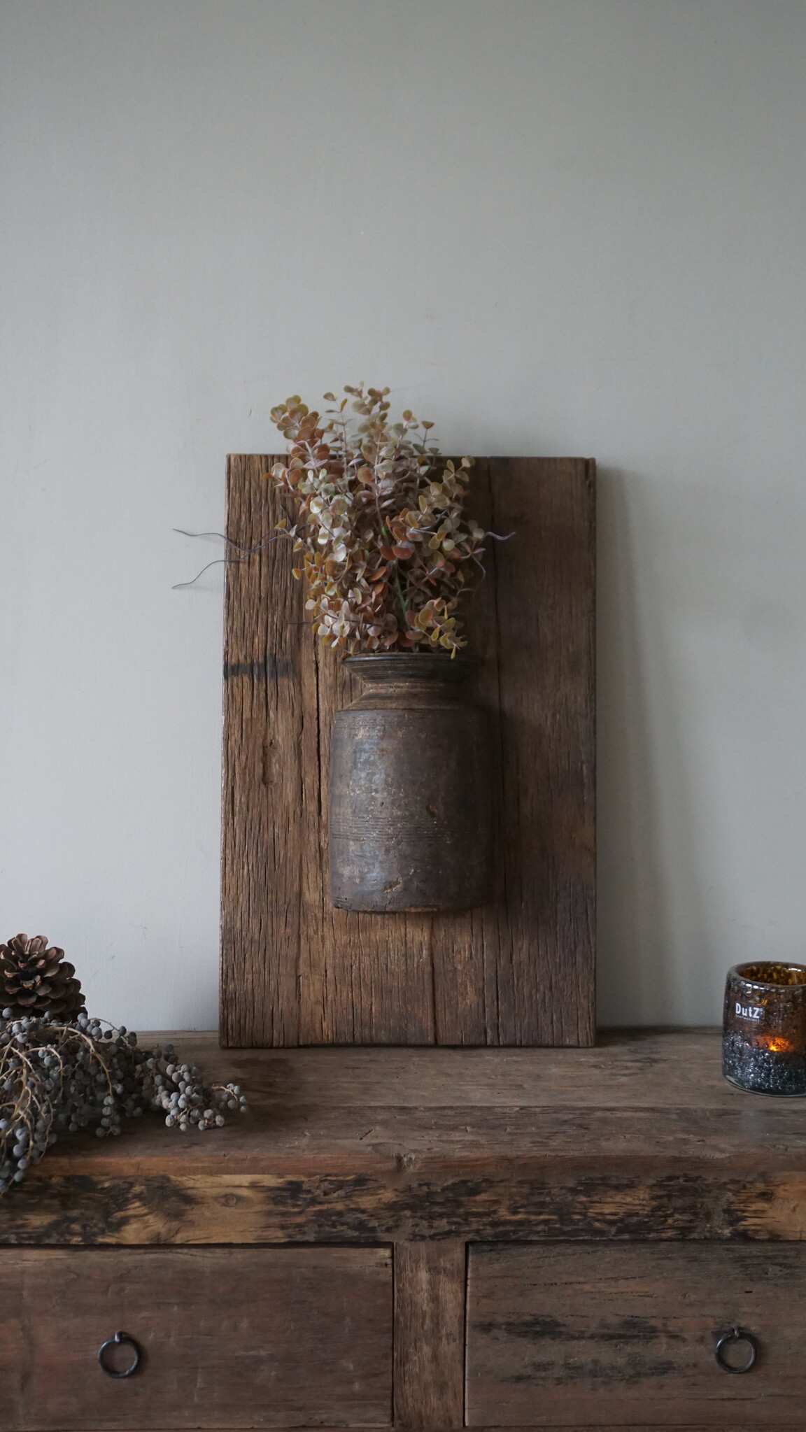 Rene Houtman Wandpaneel Met Vaas/Kruik | Houten Lijst | Nr 32 | H56xB35,5 cm