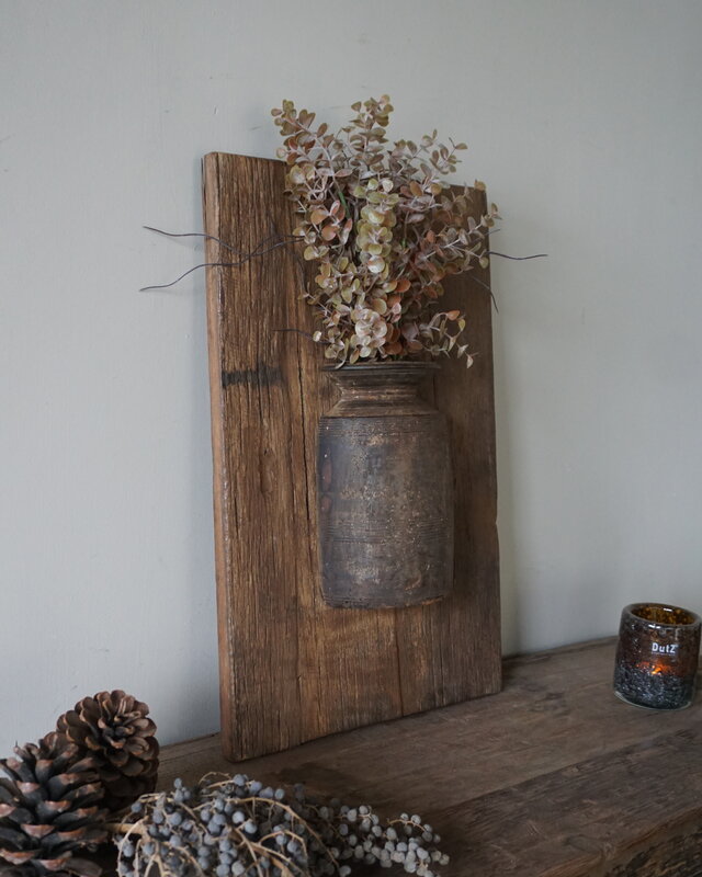 Rene Houtman Wandpaneel Met Vaas/Kruik | Houten Lijst | Nr 32 | H56xB35,5 cm