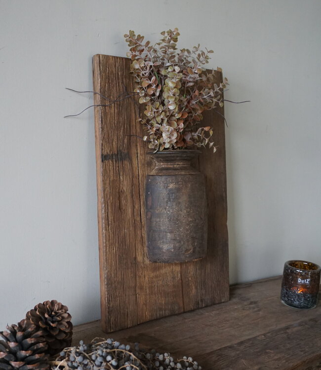 Rene Houtman Wandpaneel Met Vaas/Kruik | Houten Lijst | Nr 32 | H56xB35,5 cm