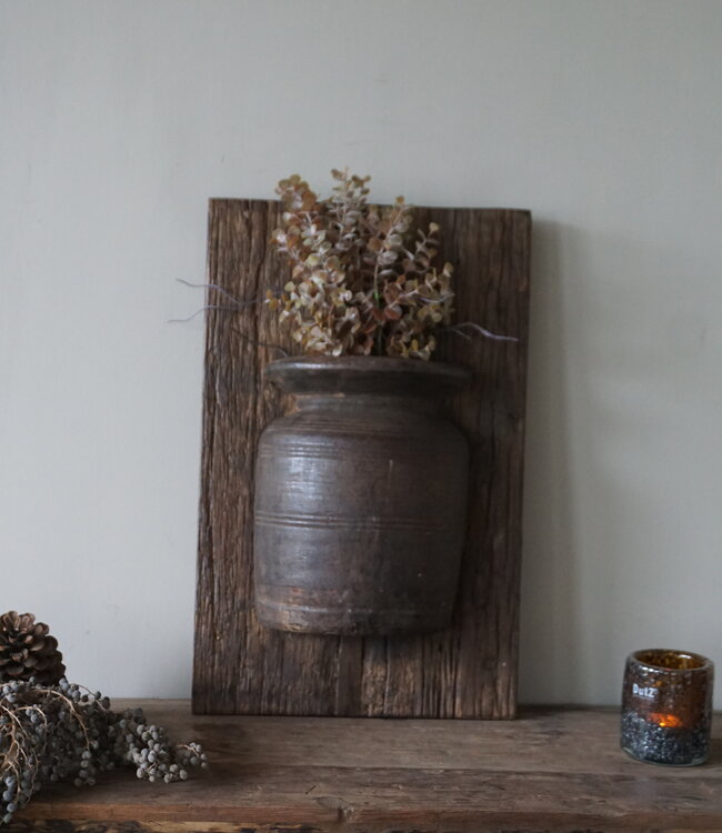 Rene Houtman Wandpaneel Met Vaas/Kruik | Houten Lijst | Nr 33 | H56xB35,5 cm