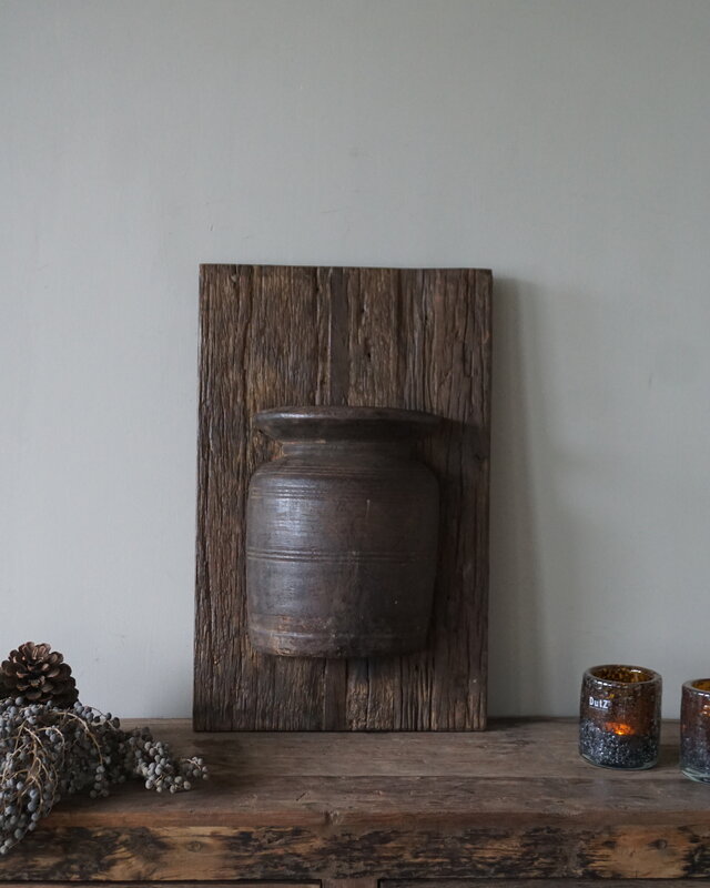 Rene Houtman Wandpaneel Met Vaas/Kruik | Houten Lijst | Nr 33 | H56xB35,5 cm