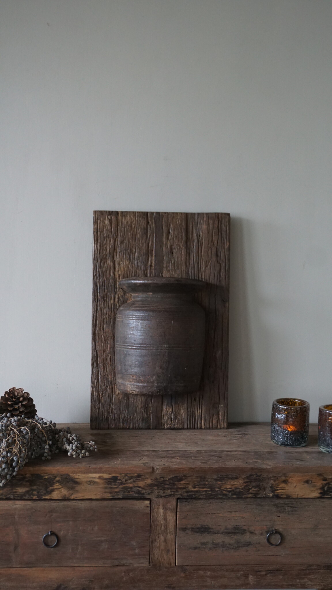 Rene Houtman Wandpaneel Met Vaas/Kruik | Houten Lijst | Nr 33 | H56xB35,5 cm