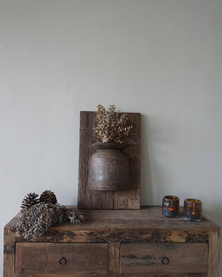 Rene Houtman Wandpaneel Met Vaas/Kruik | Houten Lijst | Nr 34 | H56xB35,5 cm