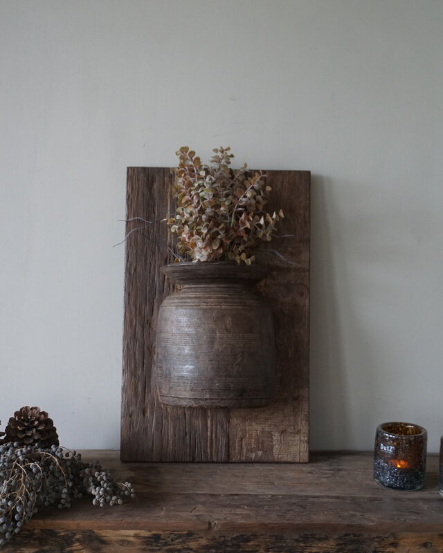 Rene Houtman Wandpaneel Met Vaas/Kruik | Houten Lijst | Nr 34 | H56xB35,5 cm