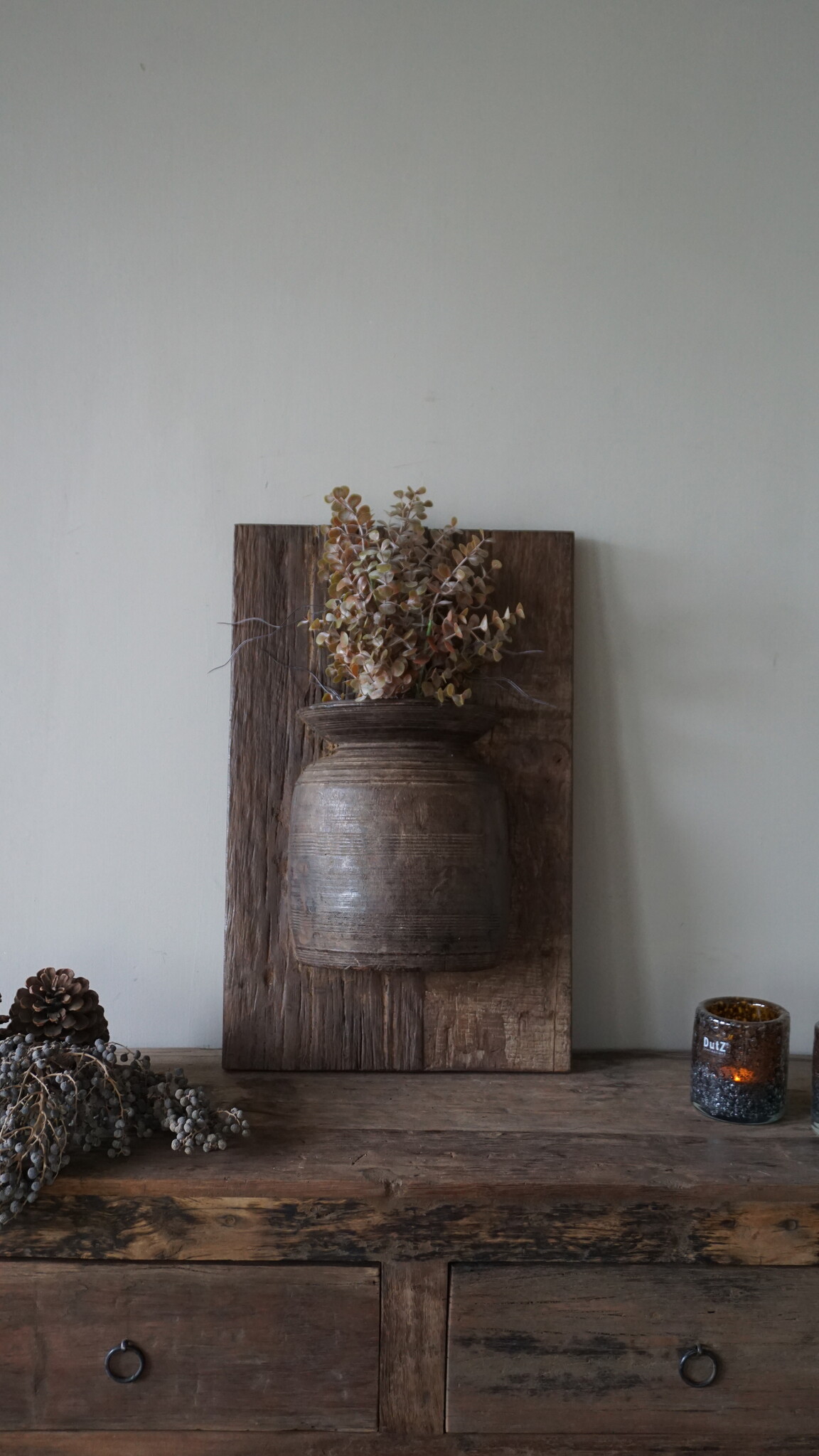 Rene Houtman Wandpaneel Met Vaas/Kruik | Houten Lijst | Nr 34 | H56xB35,5 cm