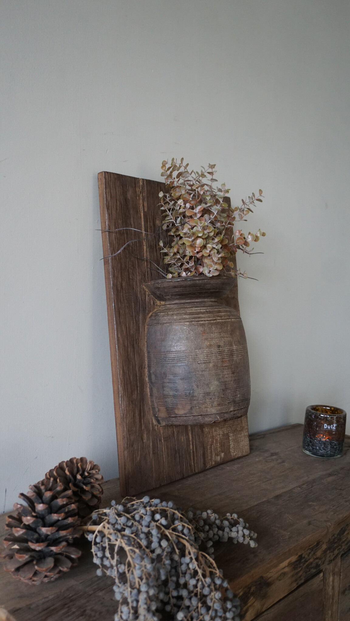 Rene Houtman Wandpaneel Met Vaas/Kruik | Houten Lijst | Nr 34 | H56xB35,5 cm