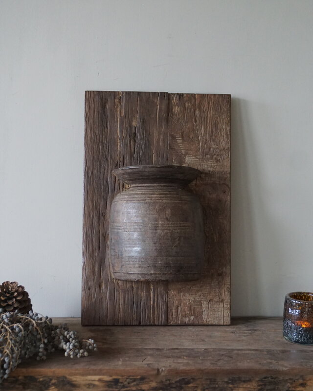 Rene Houtman Wandpaneel Met Vaas/Kruik | Houten Lijst | Nr 34 | H56xB35,5 cm