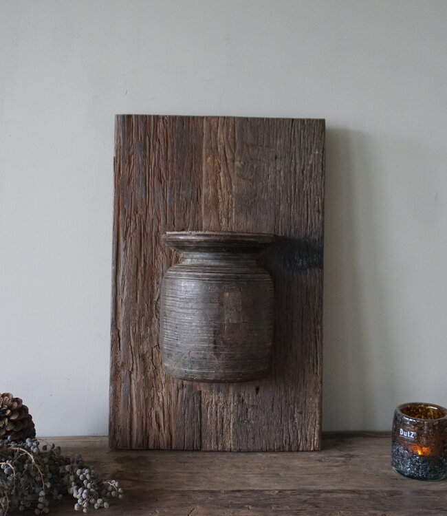 Rene Houtman Wandpaneel Met Vaas/Kruik | Houten Lijst | Nr 35 | H56xB35,5 cm