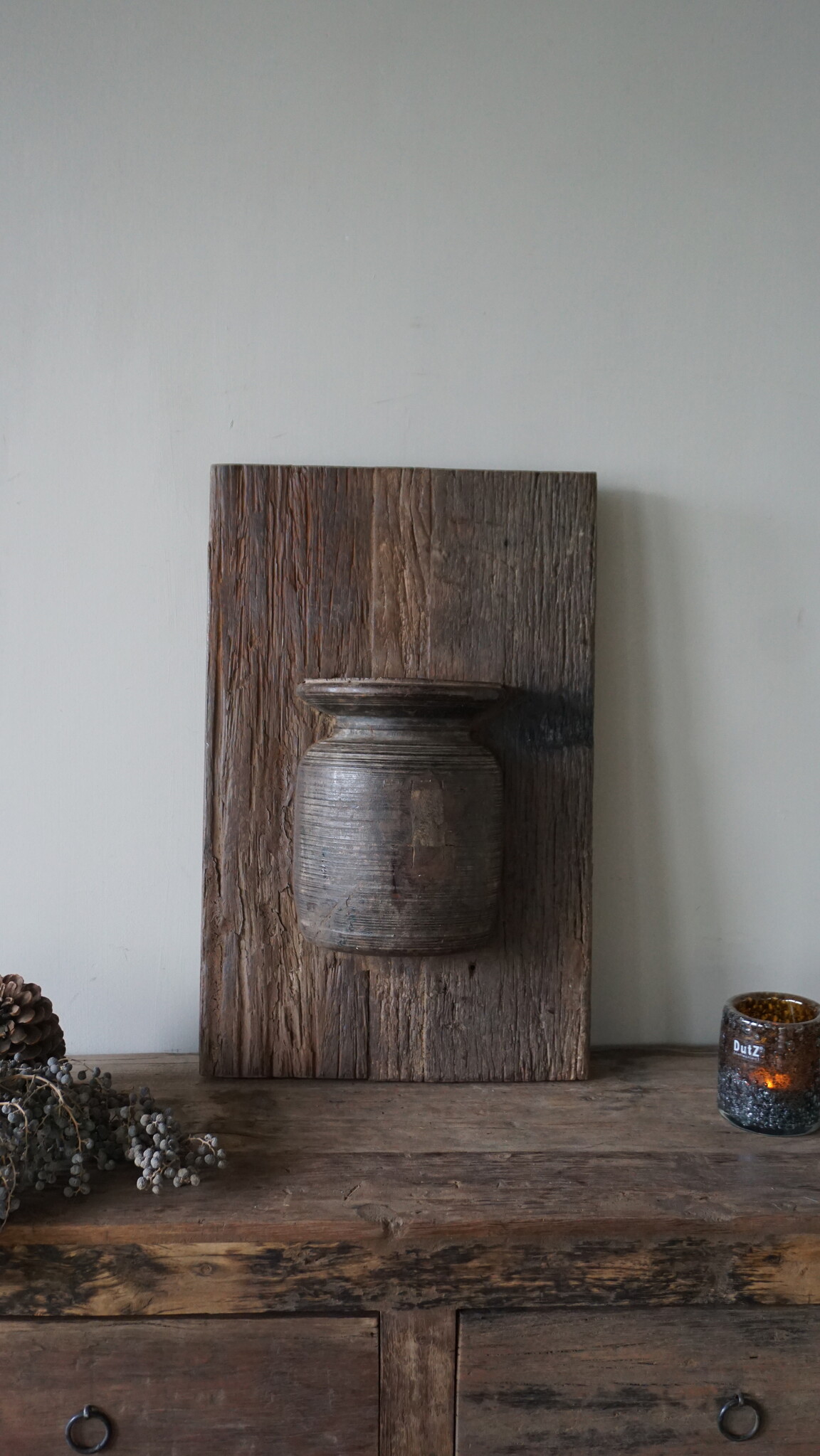 Rene Houtman Wandpaneel Met Vaas/Kruik | Houten Lijst | Nr 35 | H56xB35,5 cm