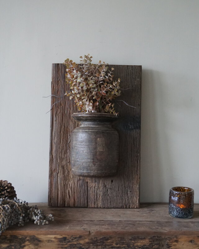 Rene Houtman Wandpaneel Met Vaas/Kruik | Houten Lijst | Nr 35 | H56xB35,5 cm