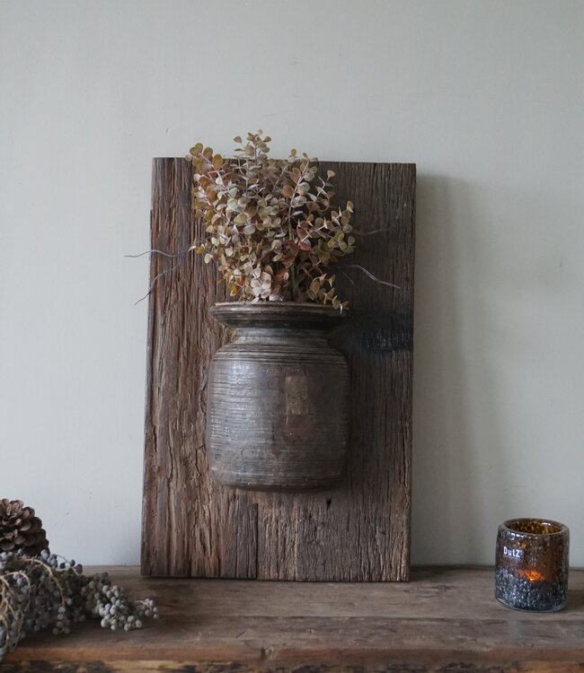 Rene Houtman Wandpaneel Met Vaas/Kruik | Houten Lijst | Nr 35 | H56xB35,5 cm