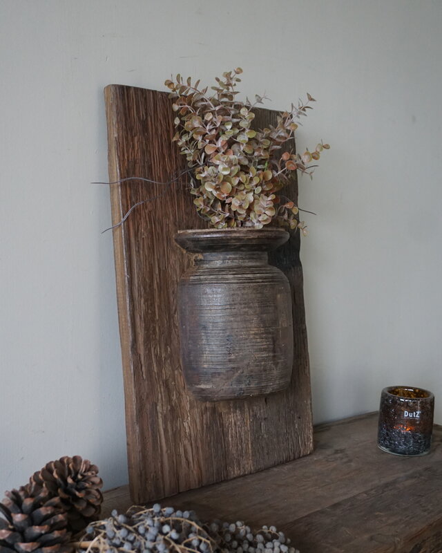 Rene Houtman Wandpaneel Met Vaas/Kruik | Houten Lijst | Nr 35 | H56xB35,5 cm