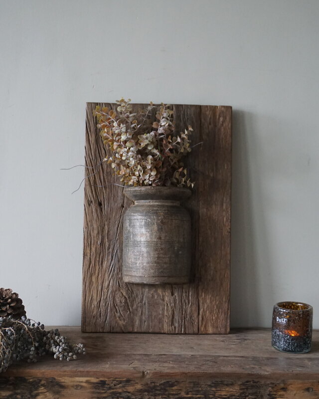 Rene Houtman Wandpaneel Met Vaas/Kruik | Houten Lijst | Nr 36 | H56xB36 cm
