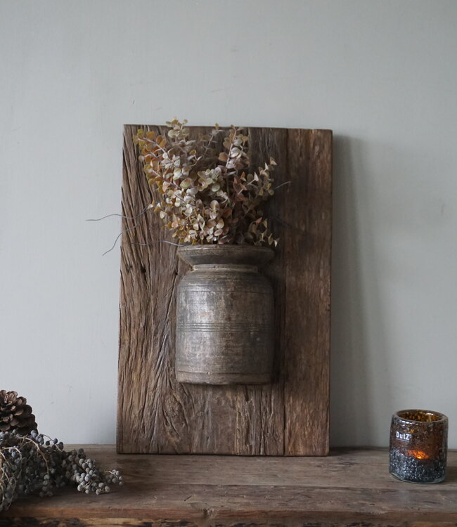 Rene Houtman Wandpaneel Met Vaas/Kruik | Houten Lijst | Nr 36 | H56xB36 cm