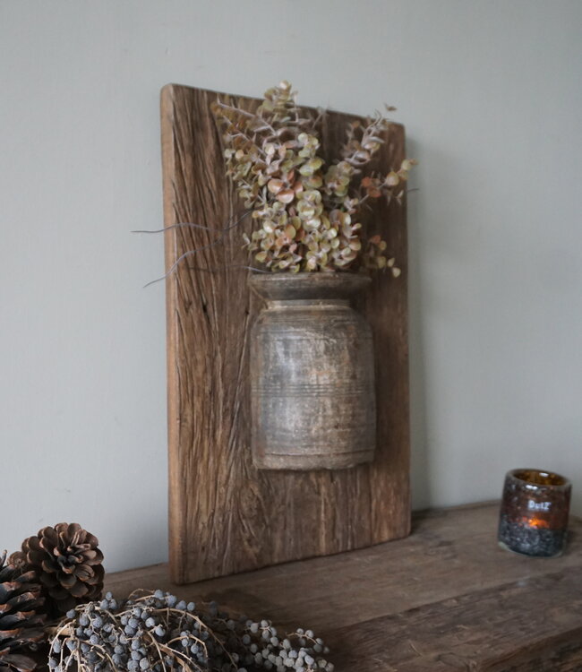 Rene Houtman Wandpaneel Met Vaas/Kruik | Houten Lijst | Nr 36 | H56xB36 cm
