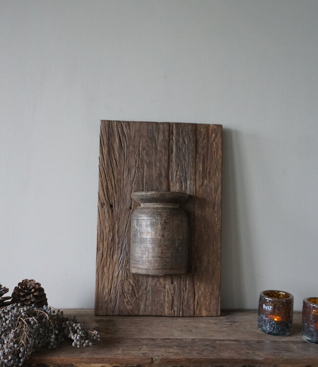 Rene Houtman Wandpaneel Met Vaas/Kruik | Houten Lijst | Nr 36 | H56xB36 cm