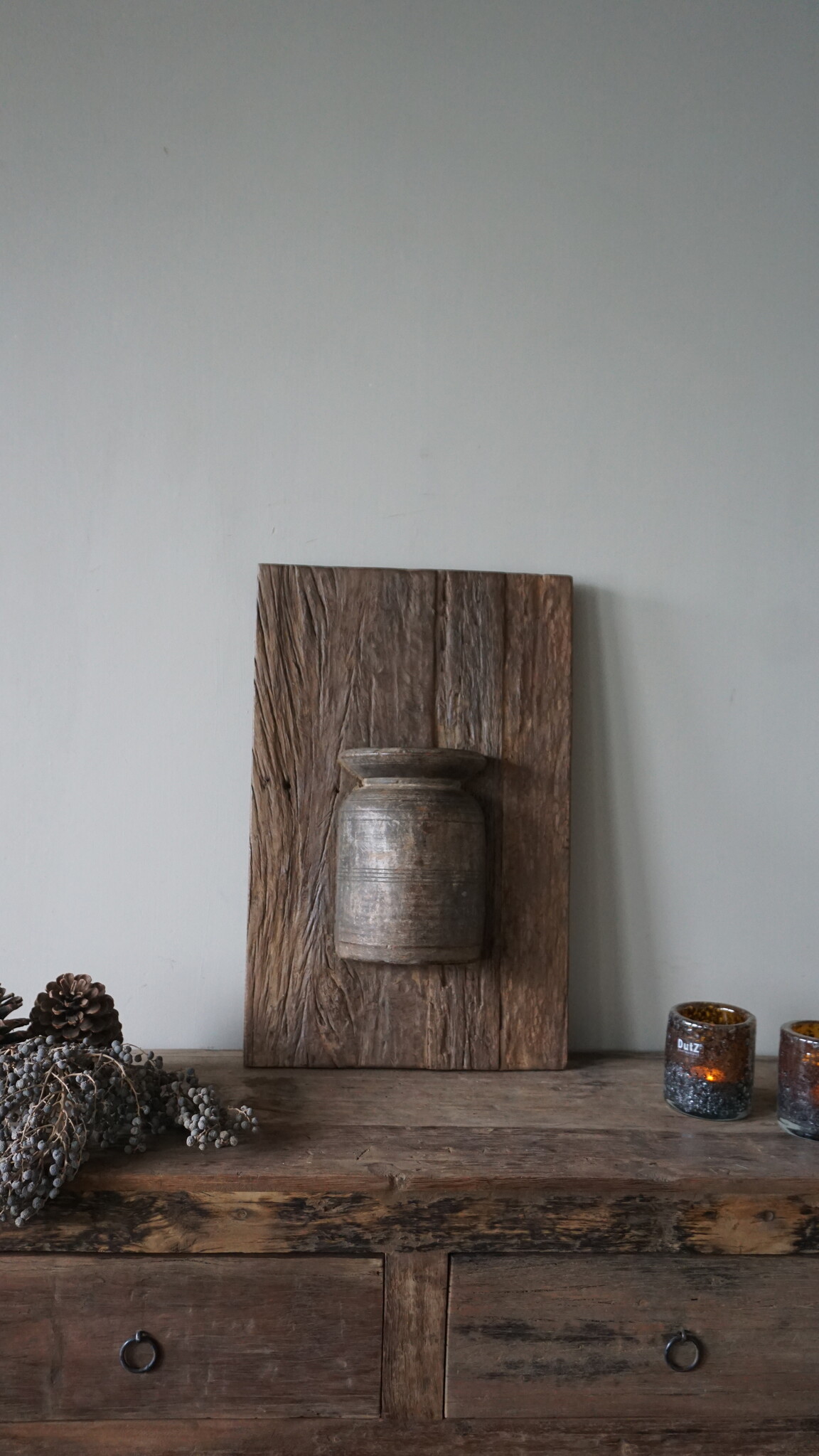 Rene Houtman Wandpaneel Met Vaas/Kruik | Houten Lijst | Nr 36 | H56xB36 cm