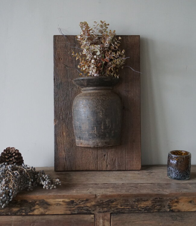 Rene Houtman Wandpaneel Met Vaas/Kruik | Houten Lijst | Nr 37 | H56xB36 cm