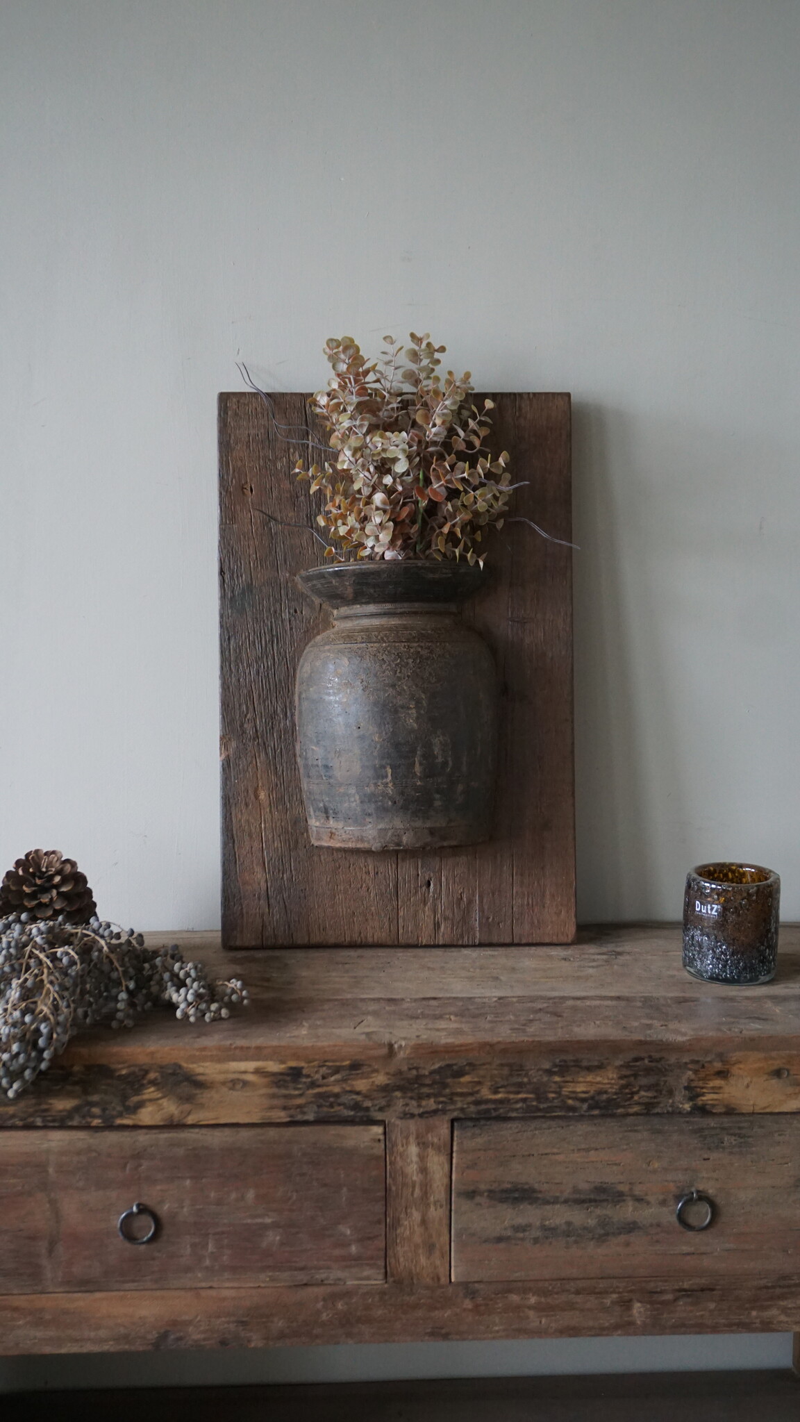 Rene Houtman Wandpaneel Met Vaas/Kruik | Houten Lijst | Nr 37 | H56xB36 cm