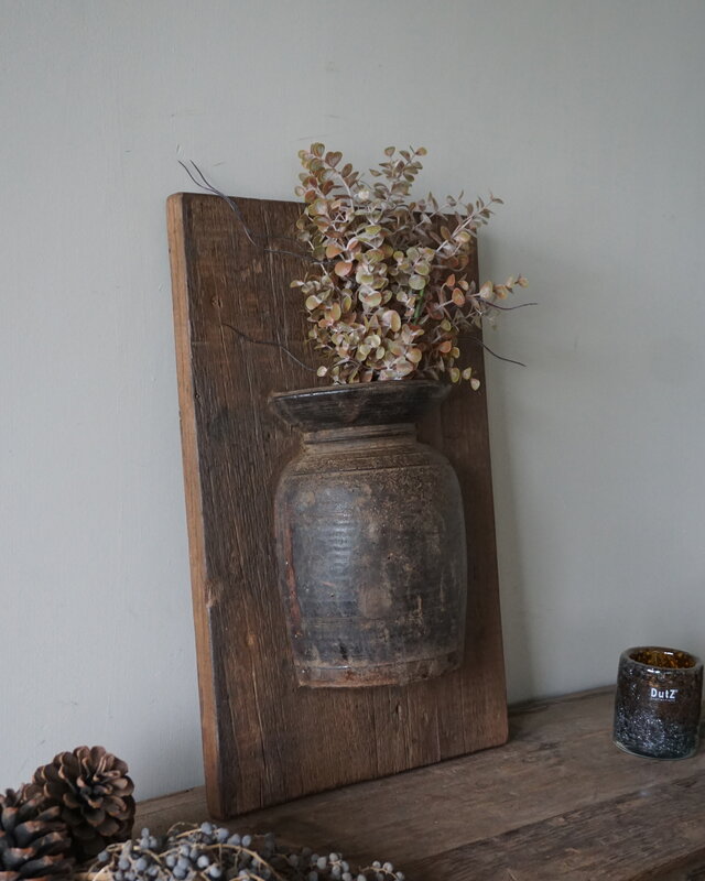 Rene Houtman Wandpaneel Met Vaas/Kruik | Houten Lijst | Nr 37 | H56xB36 cm