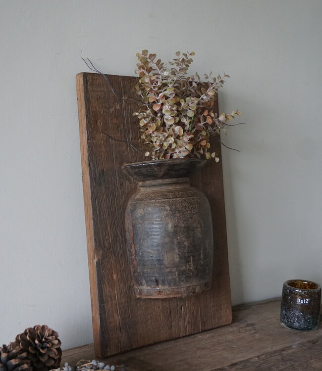 Rene Houtman Wandpaneel Met Vaas/Kruik | Houten Lijst | Nr 37 | H56xB36 cm