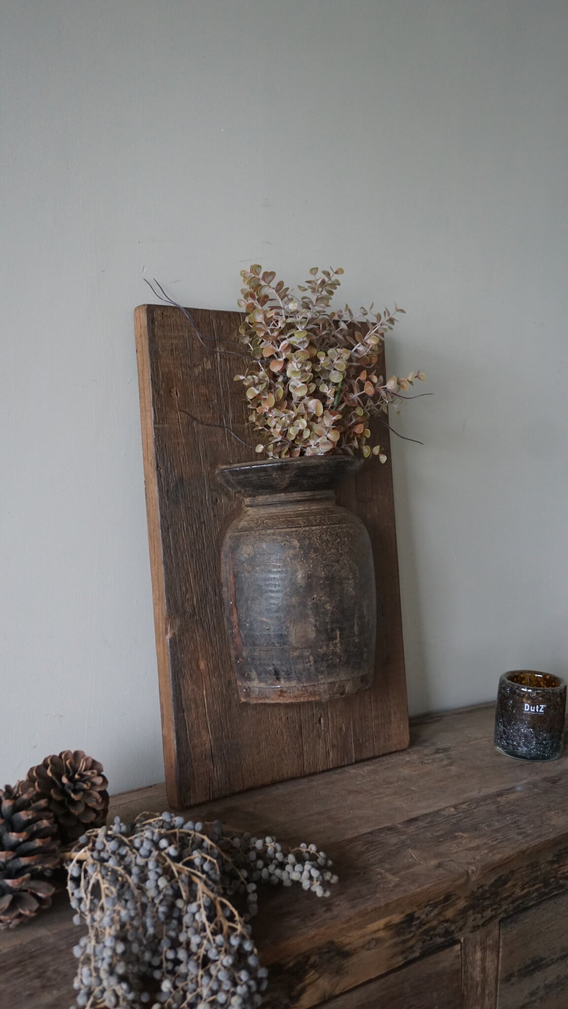 Rene Houtman Wandpaneel Met Vaas/Kruik | Houten Lijst | Nr 37 | H56xB36 cm
