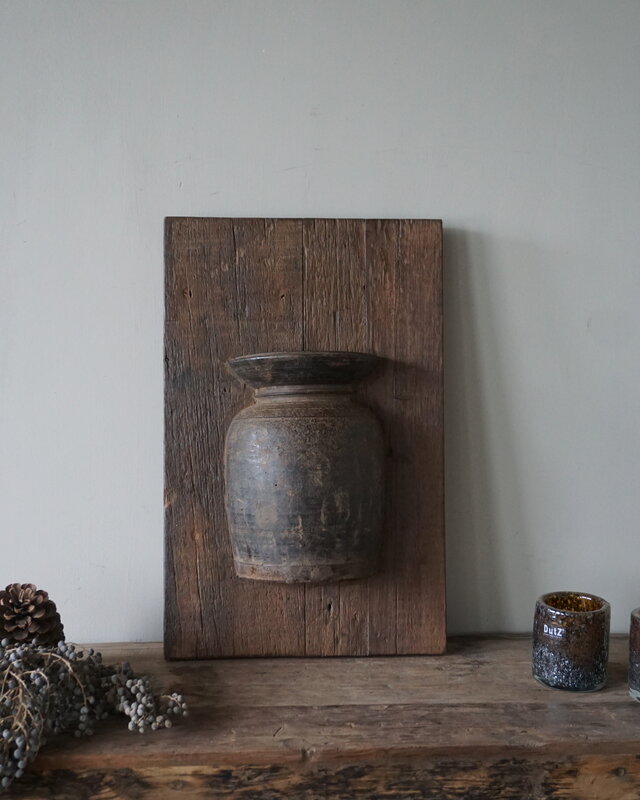 Rene Houtman Wandpaneel Met Vaas/Kruik | Houten Lijst | Nr 37 | H56xB36 cm