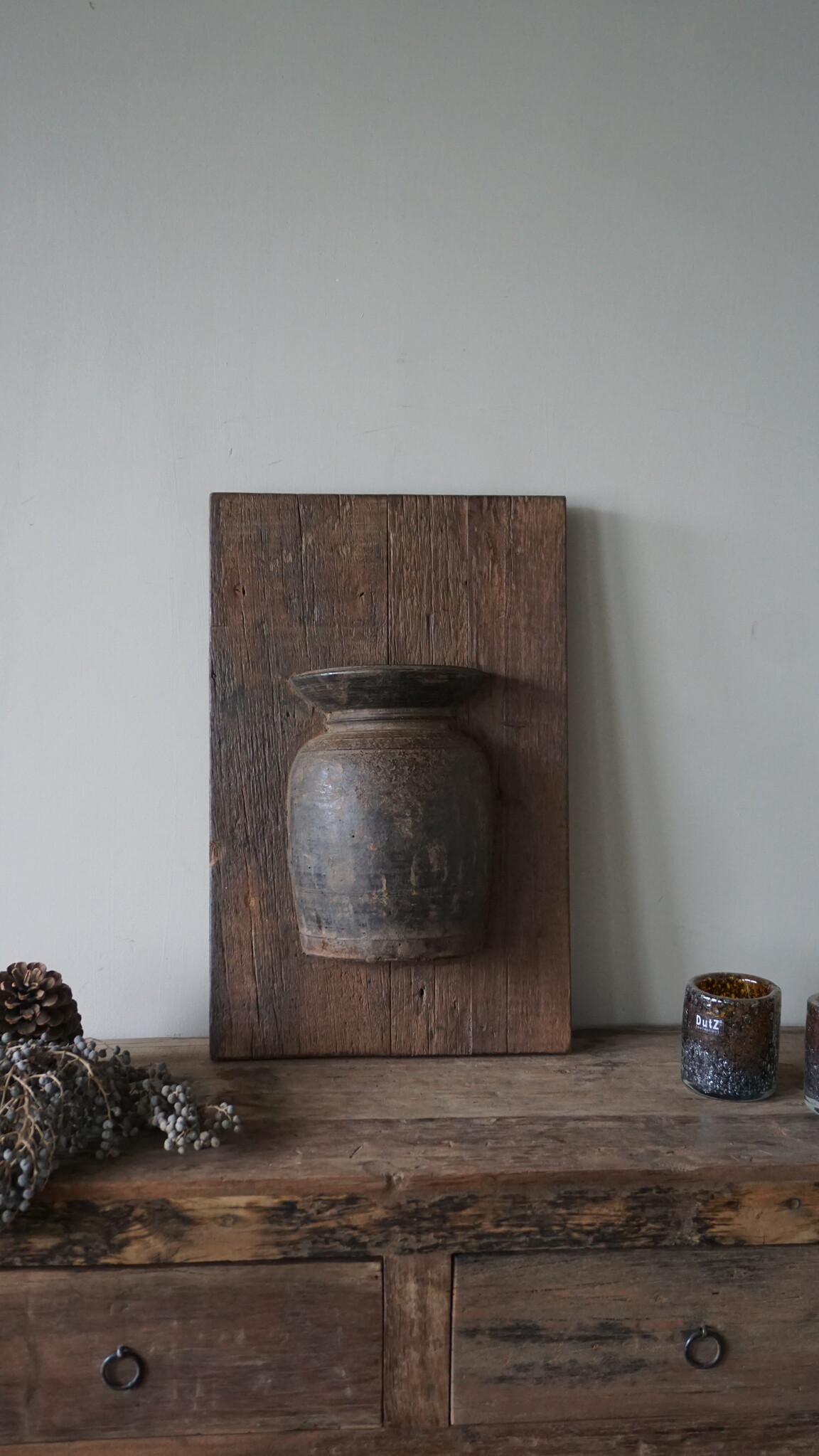 Rene Houtman Wandpaneel Met Vaas/Kruik | Houten Lijst | Nr 37 | H56xB36 cm
