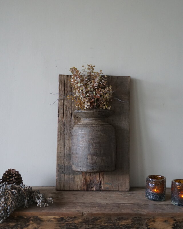 Rene Houtman Wandpaneel Met Vaas/Kruik | Houten Lijst | Nr 38 | H56xB35,5 cm
