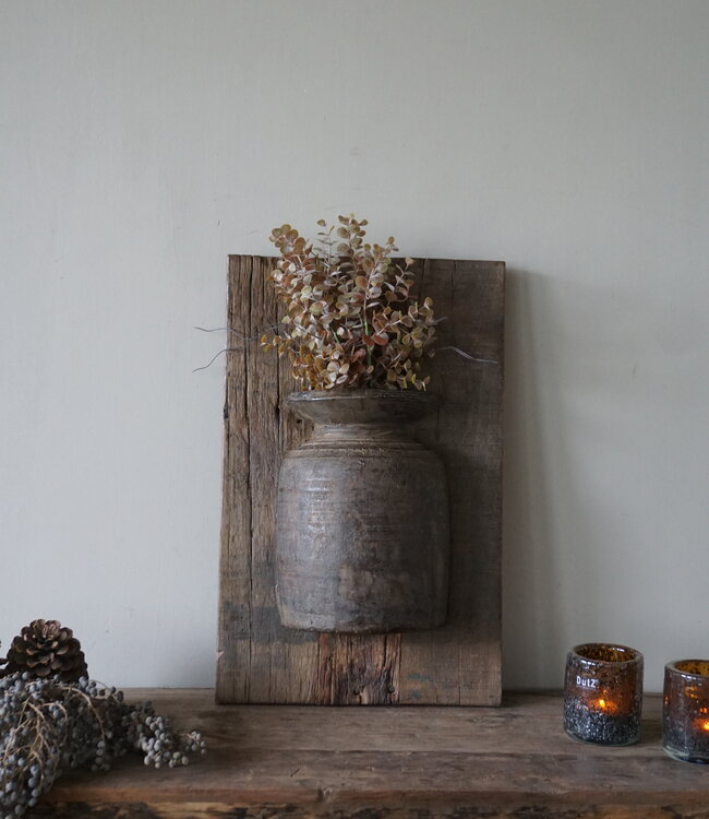 Rene Houtman Wandpaneel Met Vaas/Kruik | Houten Lijst | Nr 38 | H56xB35,5 cm