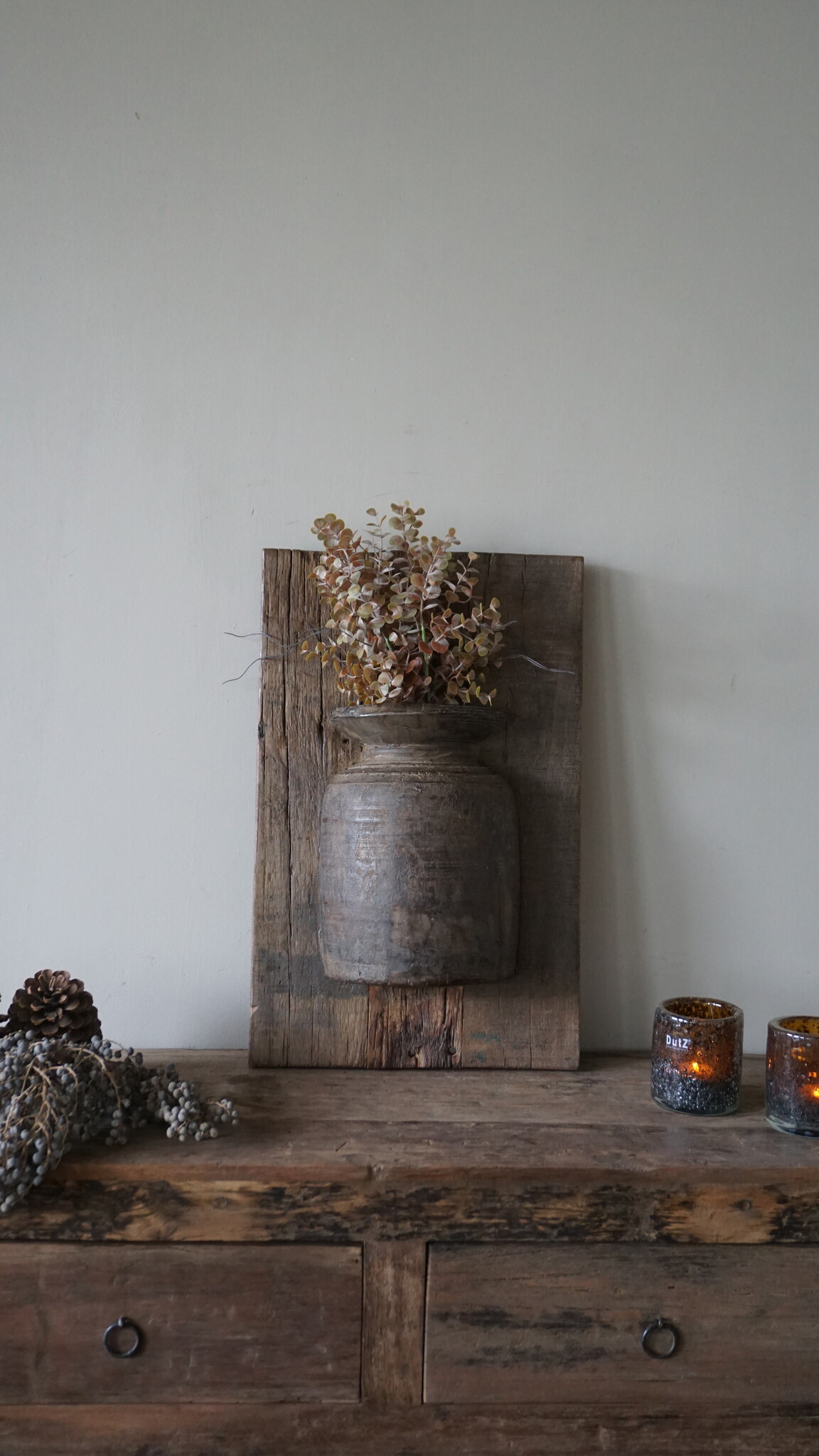 Rene Houtman Wandpaneel Met Vaas/Kruik | Houten Lijst | Nr 38 | H56xB35,5 cm