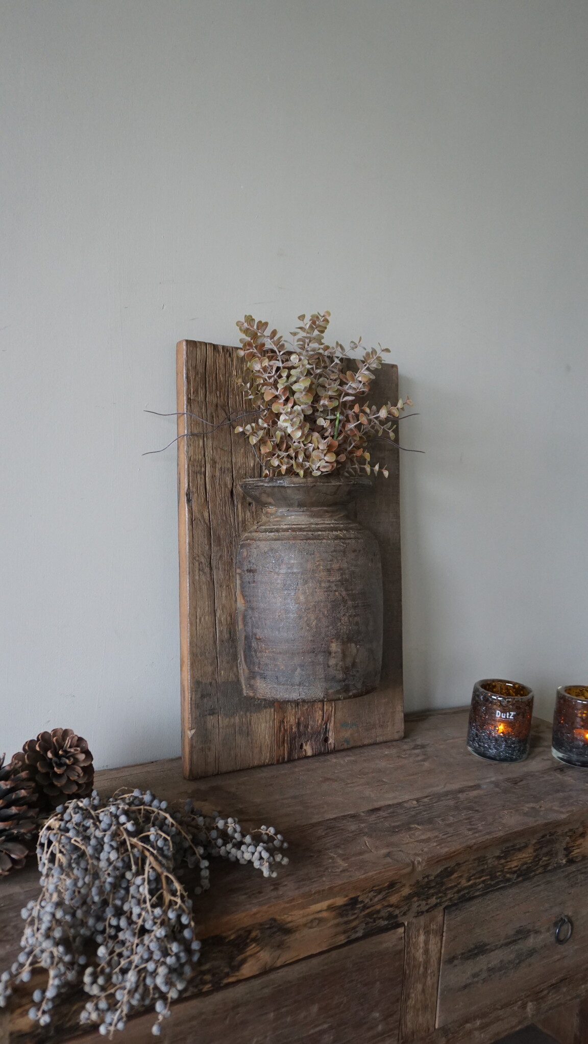 Rene Houtman Wandpaneel Met Vaas/Kruik | Houten Lijst | Nr 38 | H56xB35,5 cm