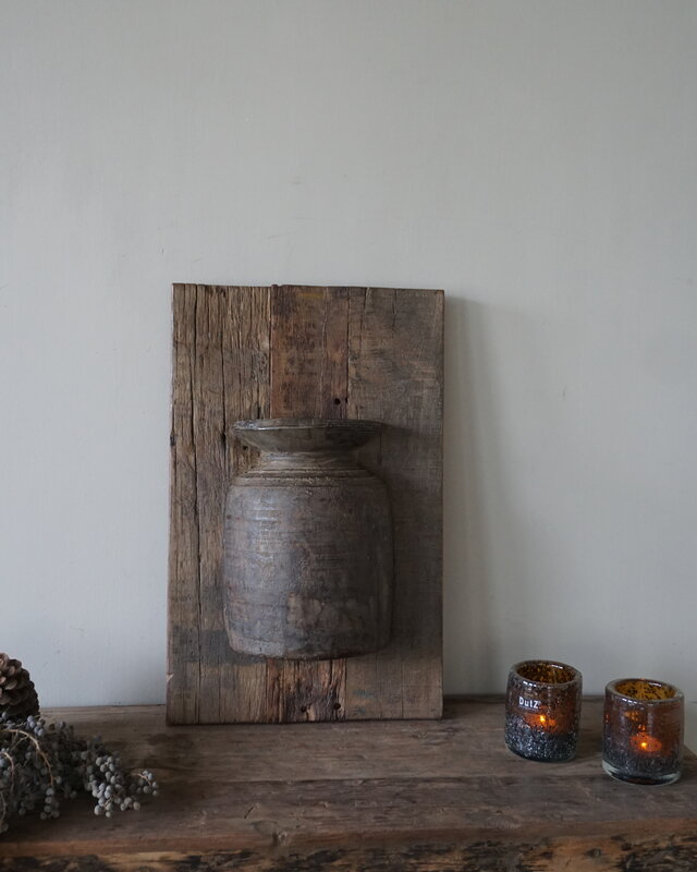 Rene Houtman Wandpaneel Met Vaas/Kruik | Houten Lijst | Nr 38 | H56xB35,5 cm