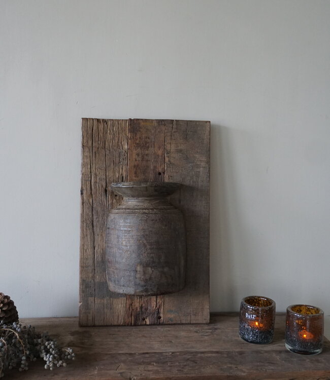 Rene Houtman Wandpaneel Met Vaas/Kruik | Houten Lijst | Nr 38 | H56xB35,5 cm