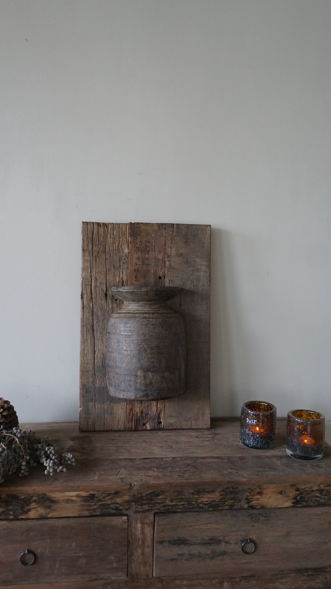 Rene Houtman Wandpaneel Met Vaas/Kruik | Houten Lijst | Nr 38 | H56xB35,5 cm