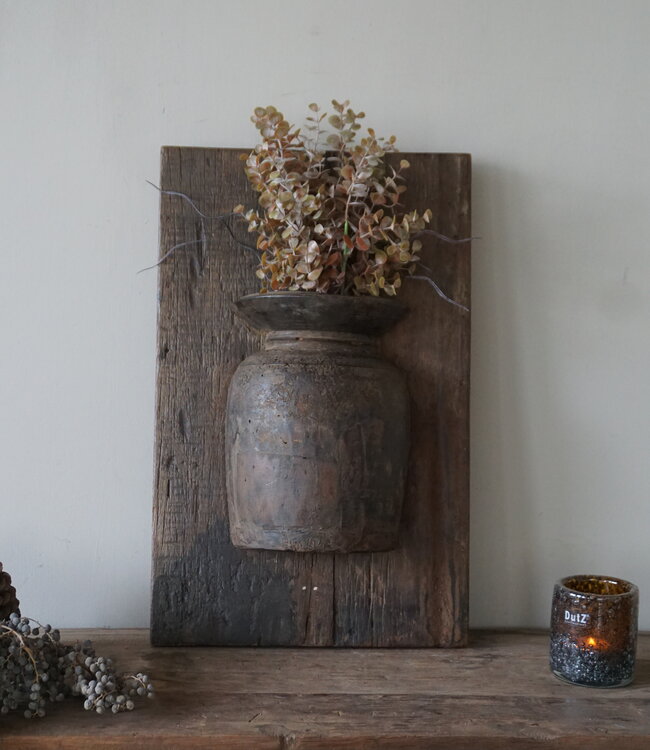 Rene Houtman Wandpaneel Met Vaas/Kruik | Houten Lijst | Nr 39 | H56xB35,5 cm