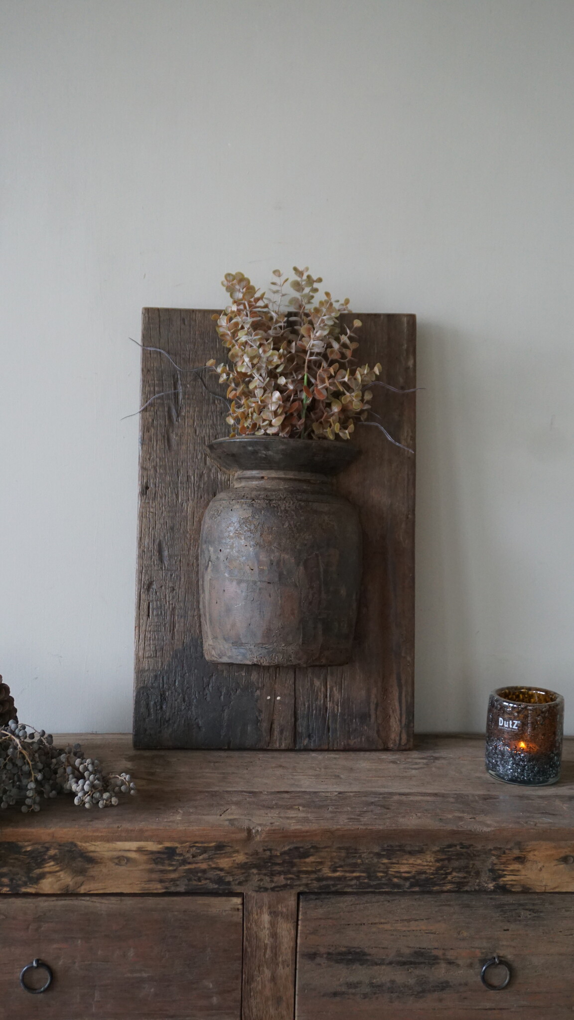 Rene Houtman Wandpaneel Met Vaas/Kruik | Houten Lijst | Nr 39 | H56xB35,5 cm