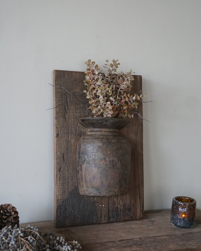 Rene Houtman Wandpaneel Met Vaas/Kruik | Houten Lijst | Nr 39 | H56xB35,5 cm