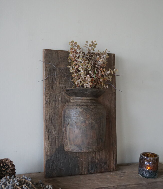 Rene Houtman Wandpaneel Met Vaas/Kruik | Houten Lijst | Nr 39 | H56xB35,5 cm