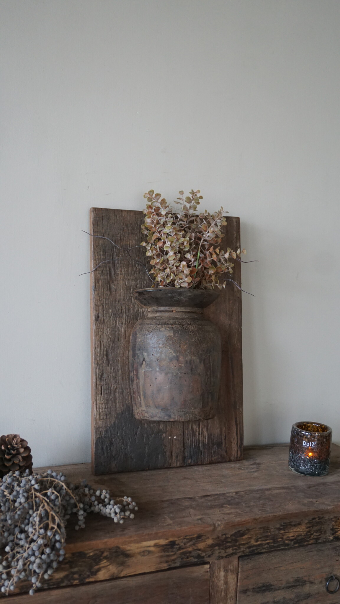 Rene Houtman Wandpaneel Met Vaas/Kruik | Houten Lijst | Nr 39 | H56xB35,5 cm
