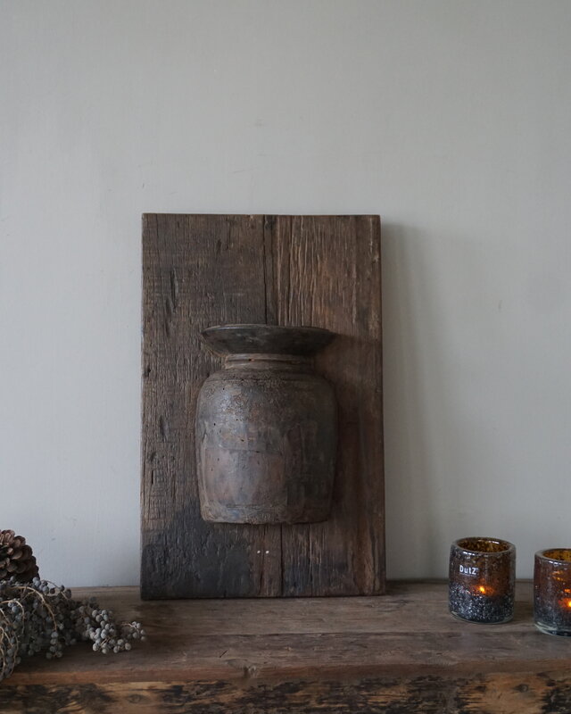 Rene Houtman Wandpaneel Met Vaas/Kruik | Houten Lijst | Nr 39 | H56xB35,5 cm