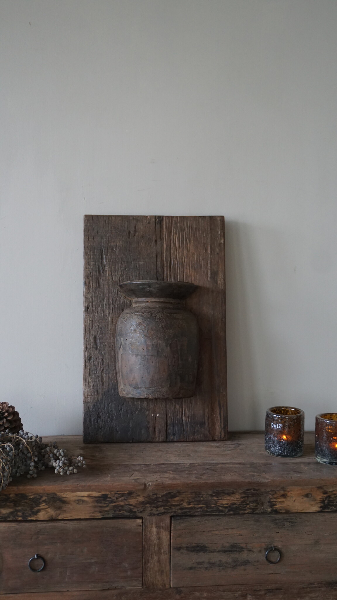 Rene Houtman Wandpaneel Met Vaas/Kruik | Houten Lijst | Nr 39 | H56xB35,5 cm