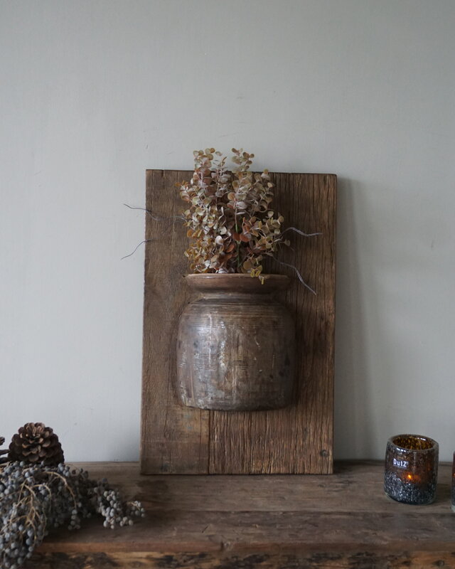Rene Houtman Wandpaneel Met Vaas/Kruik | Houten Lijst | Nr 40 | H56xB35,5 cm