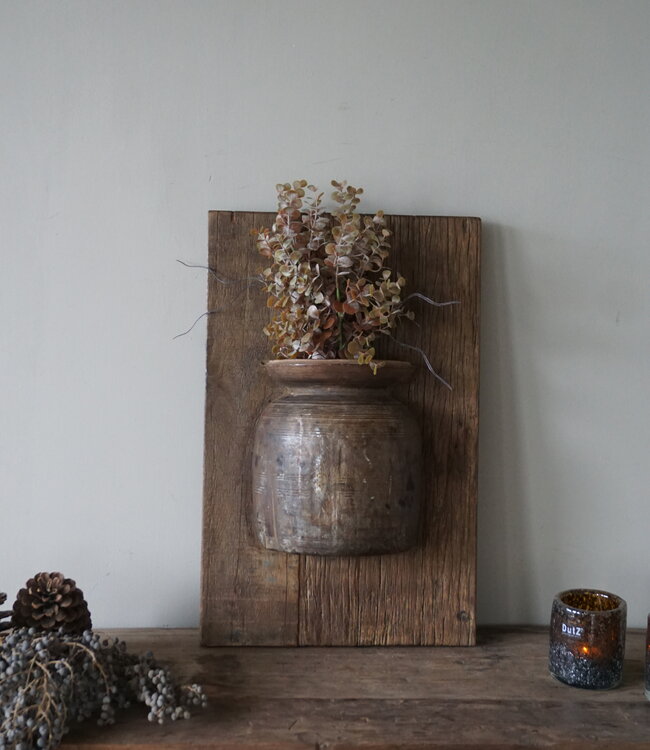 Rene Houtman Wandpaneel Met Vaas/Kruik | Houten Lijst | Nr 40 | H56xB35,5 cm