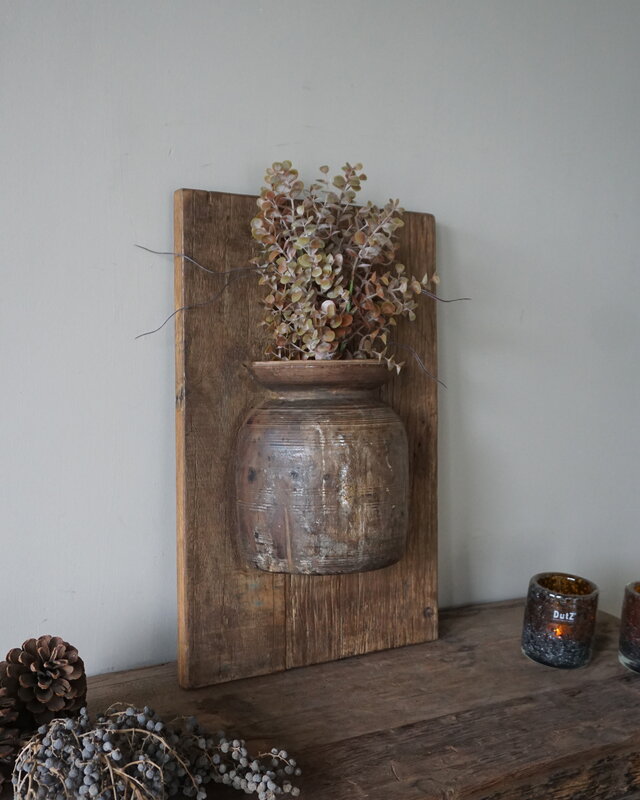 Rene Houtman Wandpaneel Met Vaas/Kruik | Houten Lijst | Nr 40 | H56xB35,5 cm