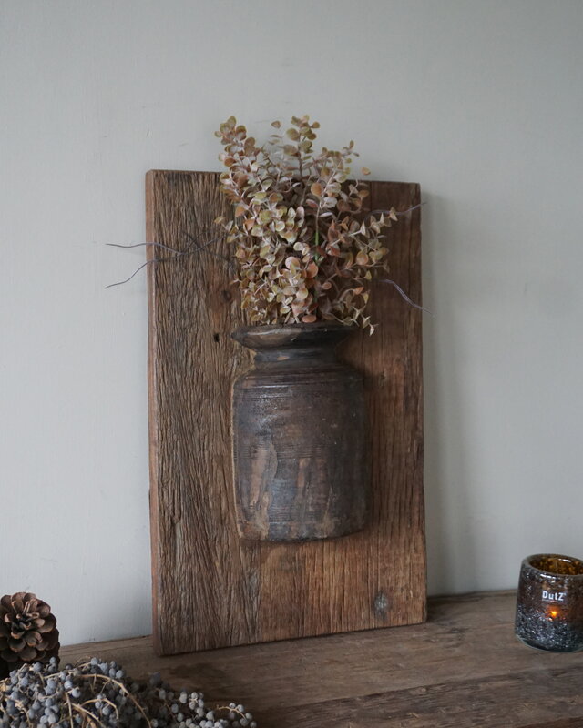 Rene Houtman Wandpaneel Met Vaas/Kruik | Houten Lijst | Nr 41 | H56xB35,5 cm