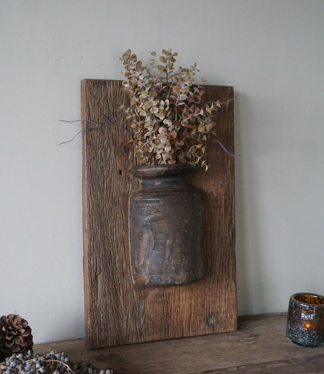 Rene Houtman Wandpaneel Met Vaas/Kruik | Houten Lijst | Nr 41 | H56xB35,5 cm