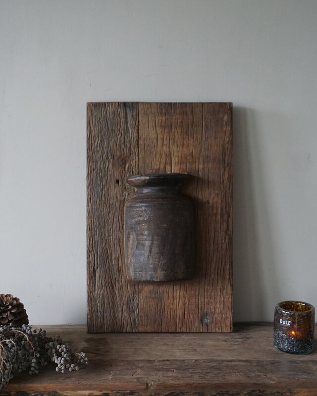 Rene Houtman Wandpaneel Met Vaas/Kruik | Houten Lijst | Nr 41 | H56xB35,5 cm