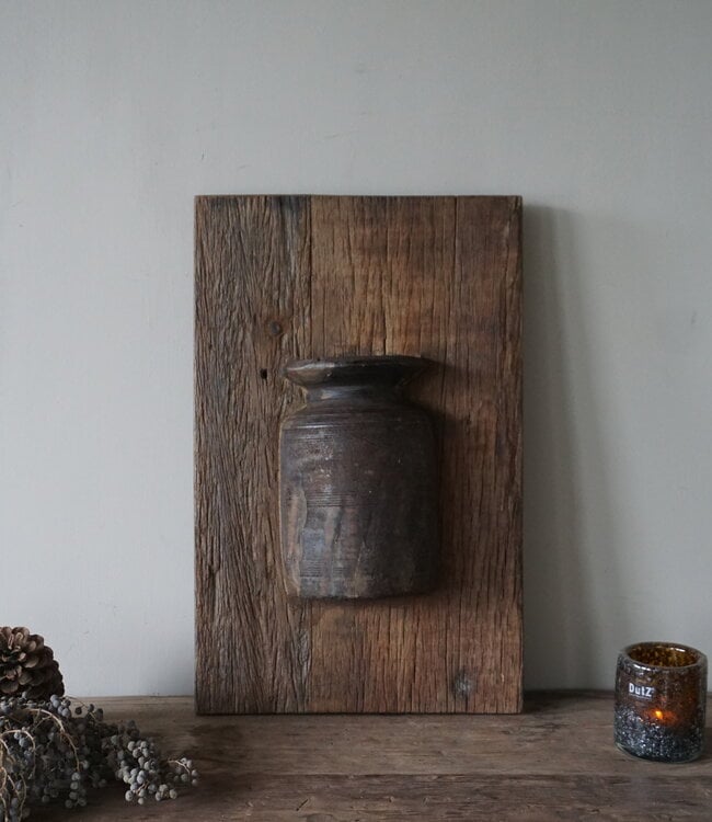 Rene Houtman Wandpaneel Met Vaas/Kruik | Houten Lijst | Nr 41 | H56xB35,5 cm