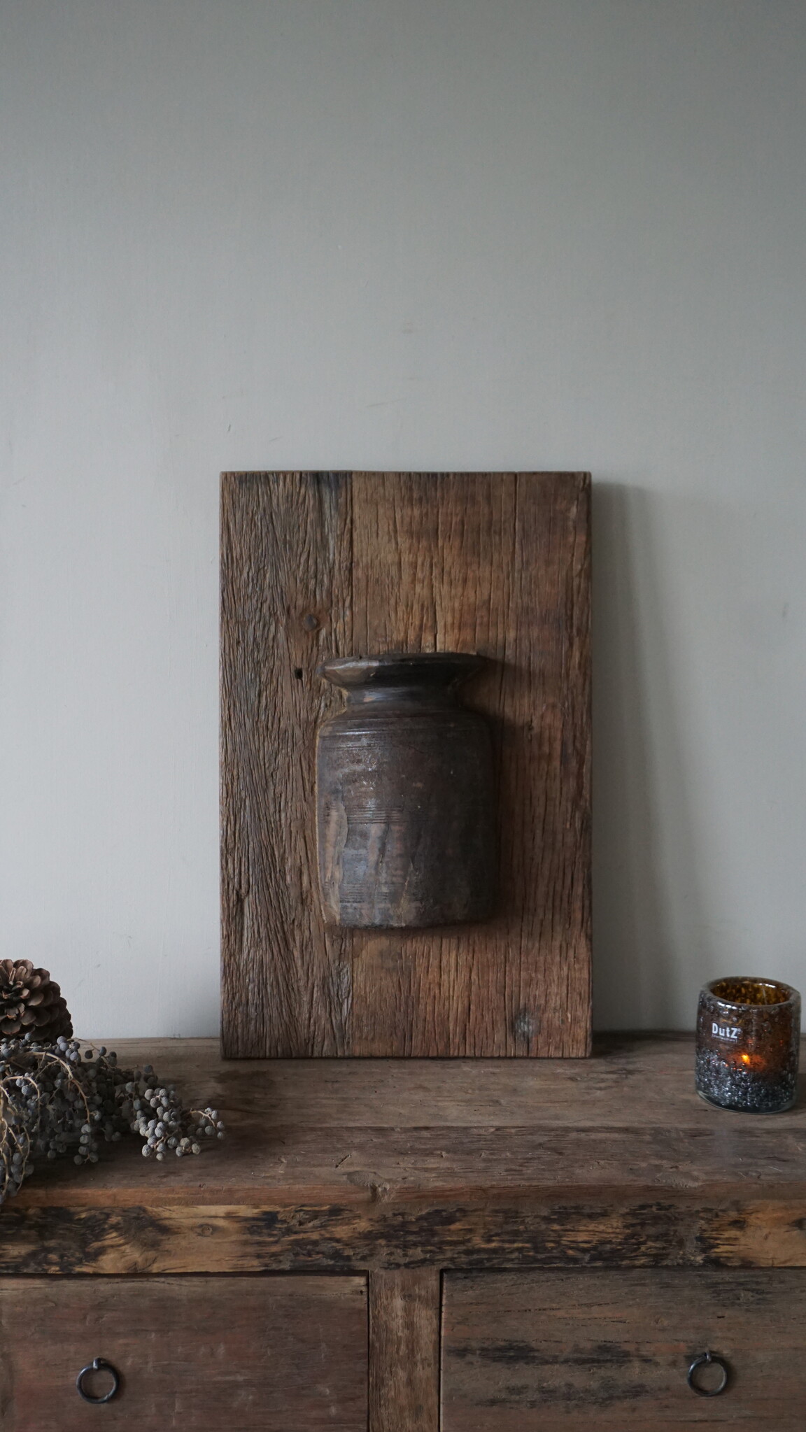 Rene Houtman Wandpaneel Met Vaas/Kruik | Houten Lijst | Nr 41 | H56xB35,5 cm